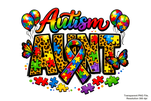 Autism Awareness Aunt Leopard Print PNG Guide