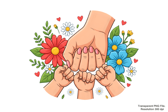 Creating Lasting Memories with Custom Mom and Children Hands PNG Designs