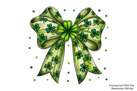 Elevate Designs with Festive Bow & Shamrock PNGs