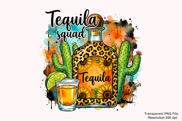 Evaluating the Tequila Squad WesternTequila Design PNG for Creative Projects