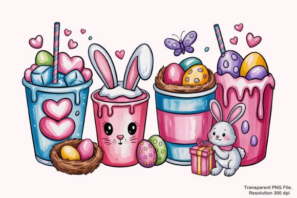 Festive Easter Drinks PNG & Bunny Sublimation