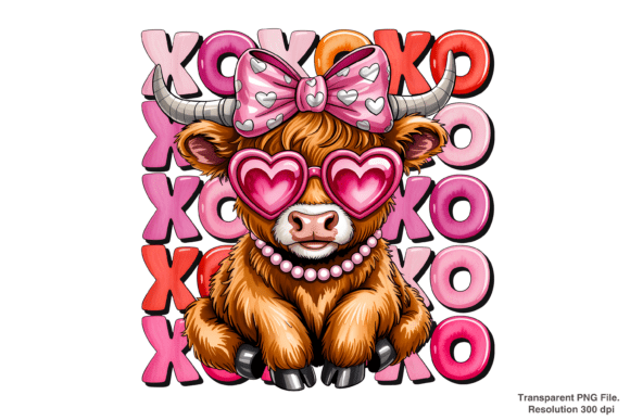 Valentine Highland Cow PNG Design Guide